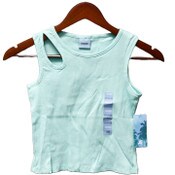 Wholesale - S-XL GIRL BLUE CROPPED RIBBED TANK W/KEYHOLE DETAIL C/P 12